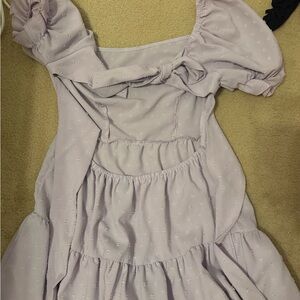 Lilac Puff Sleeve Tie-Front Dress